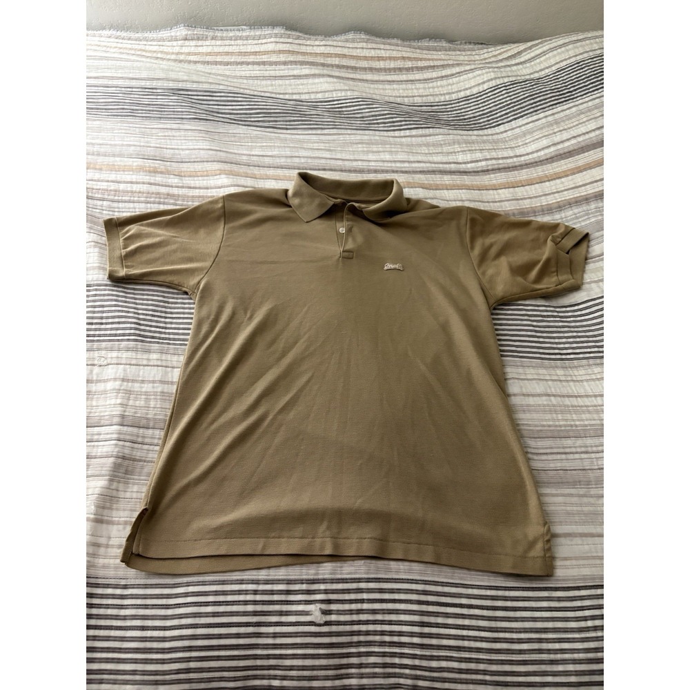 Vintage Le Tigre Mens Polo Shirt Embroidered Tiger Logo Beige Preppy 80s L
